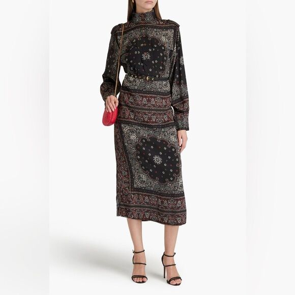 Zimmermann Matchmaker Utility Silk Dress in Black Bandana AU 1 - Picture 3 of 15